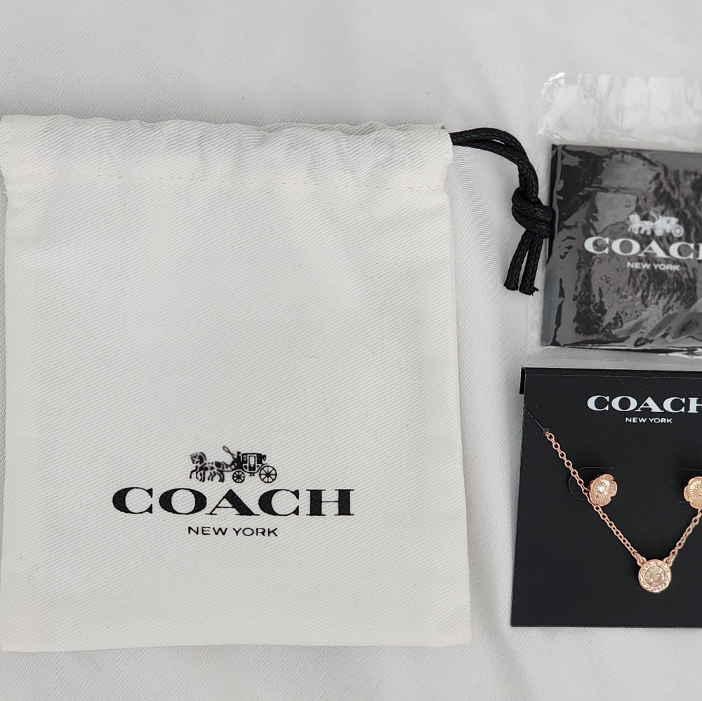 New Authentic Coach Open Circle Necklace and earring set. $30 - Picture 2 of 3